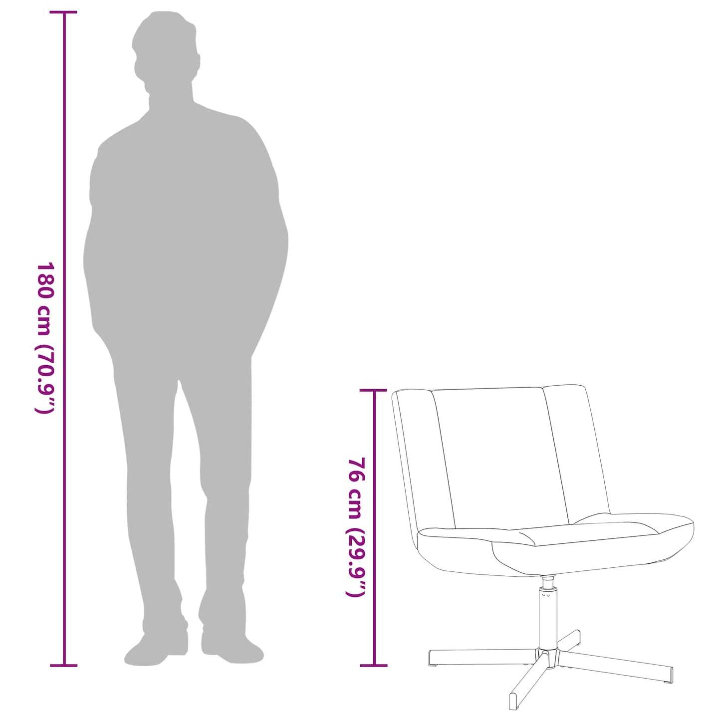 Sedia girevole Nero 63 x 75 x 76 cm Pelle di Pecora