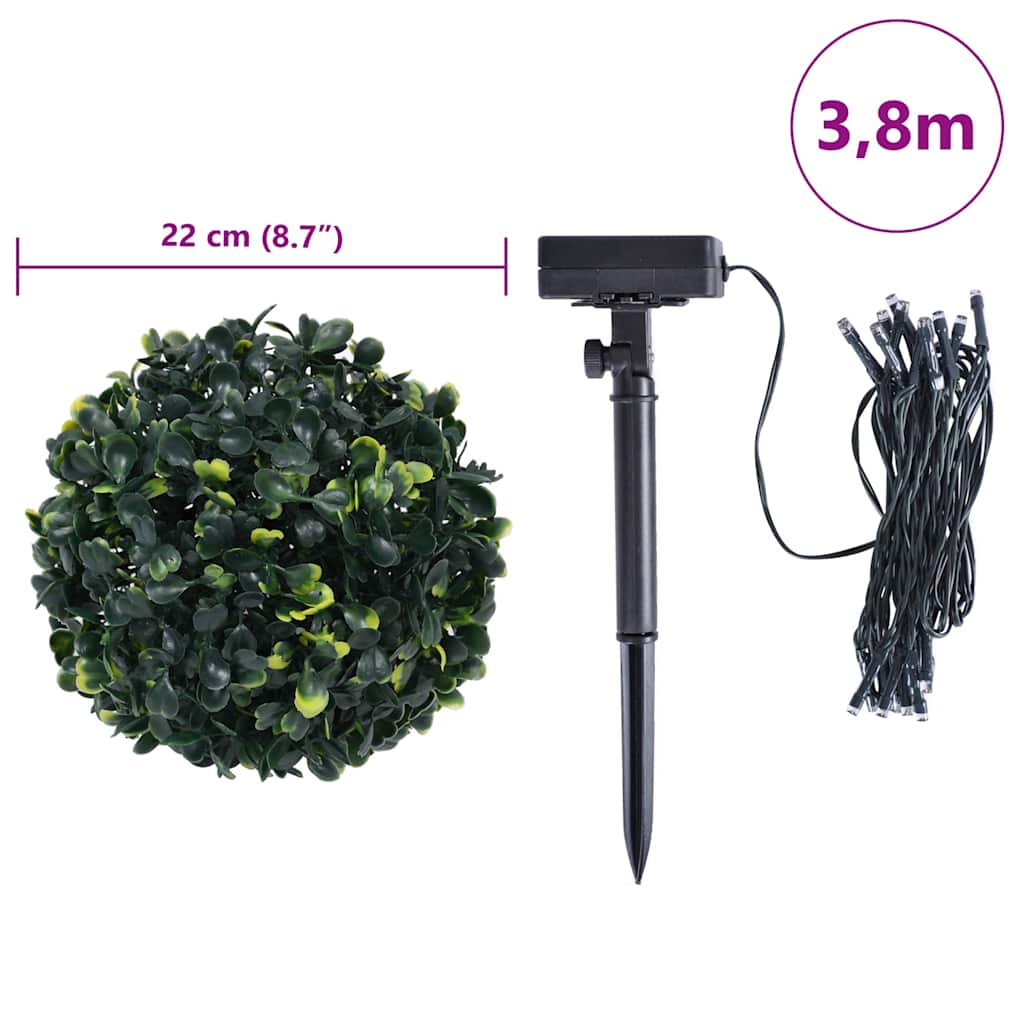 Sfere di Bosso Artificiale con Luci LED 2 pz Verdi 22 cm | homemem39