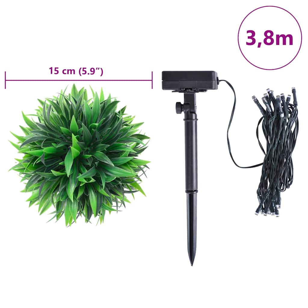 Sfere di Bosso Artificiale con Luci LED 4 pz Verdi 15 cm