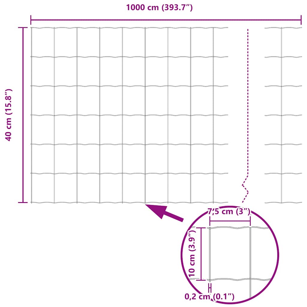 Recinzione Euro Verde 0,4 x 10 m Ferro rivestito in PVC