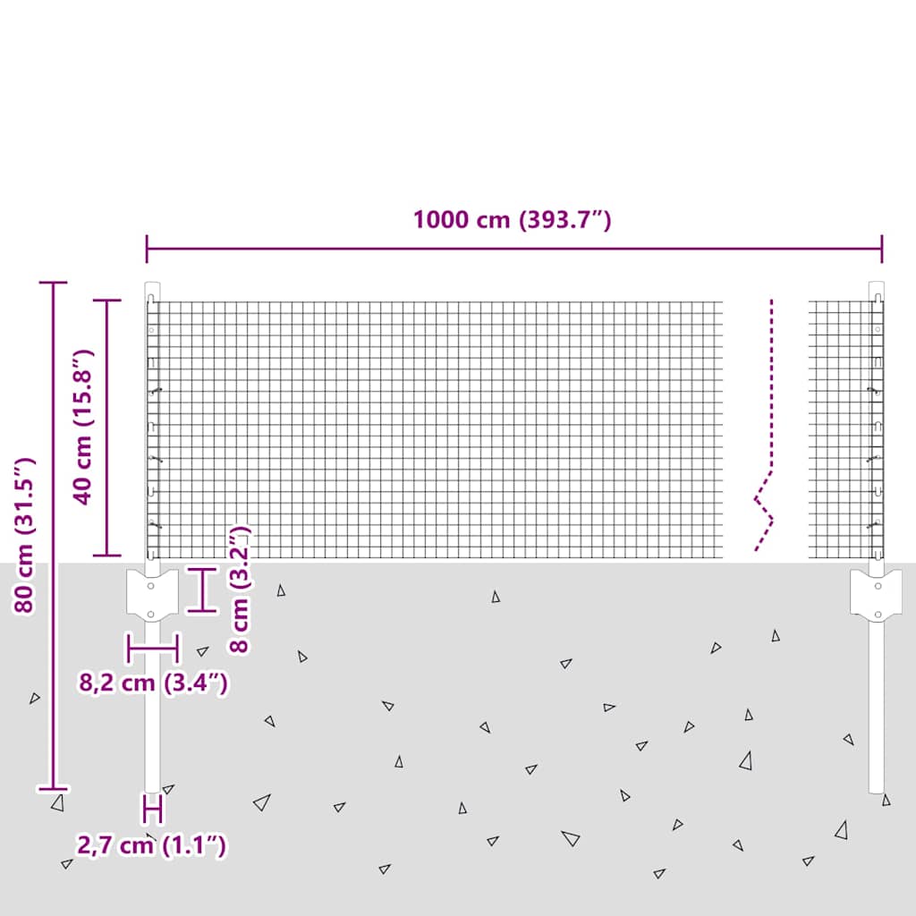 Recinzione in filo saldato per esterni con pali 10 x 0,4 m Rete
