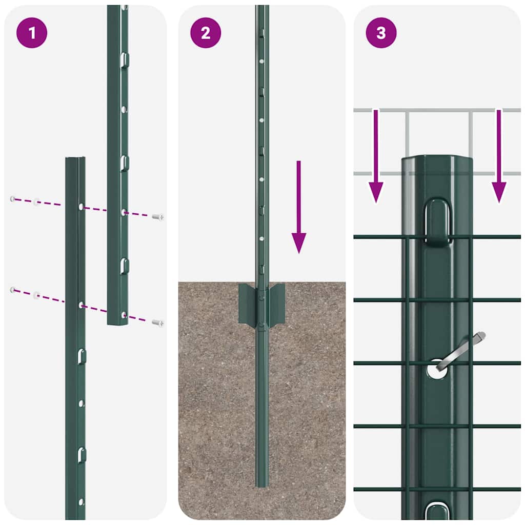 Recinzione in filo saldato per esterni con pali 10 x 1 m Verde