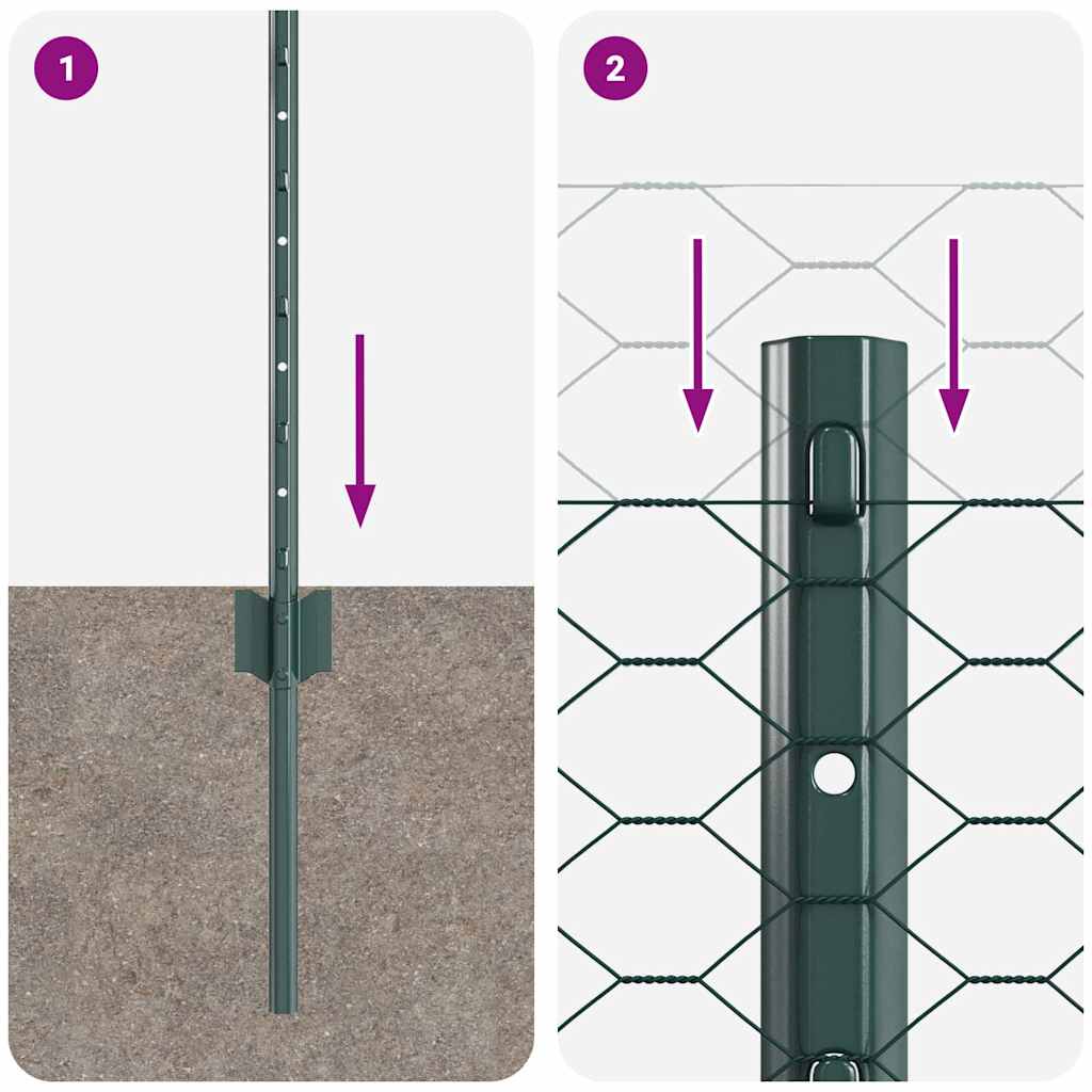 Recinzione con Posto Verde 0,8 x 10 m Acciaio e PVC