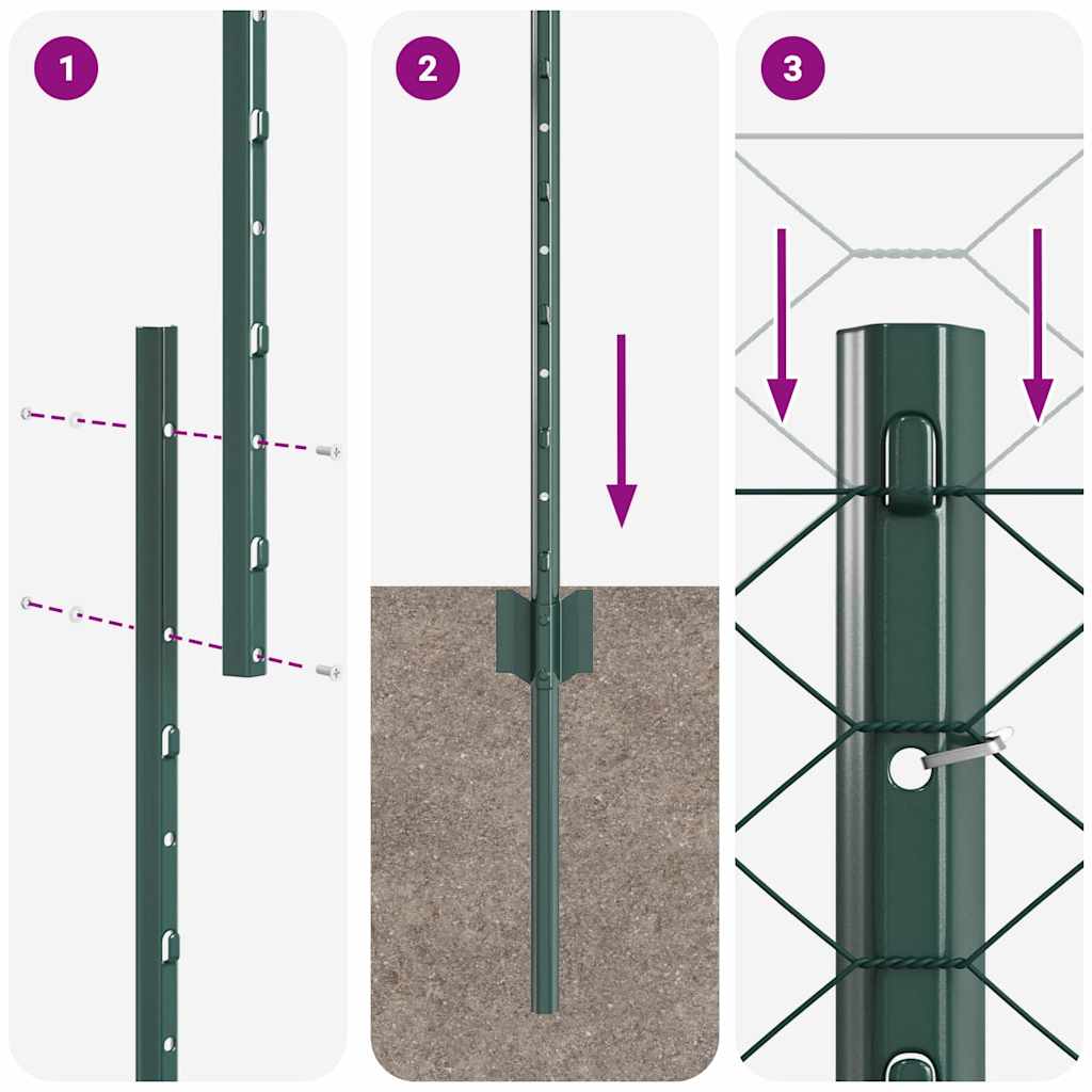 Recinzione esagonale da esterno con palo 25 x 1,2 m Verde Rete