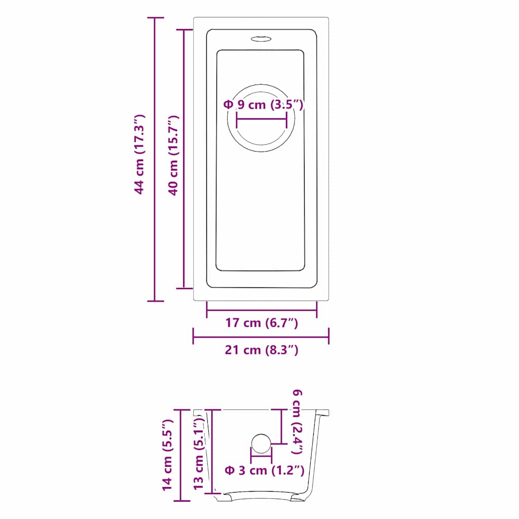 Lavello da cucina Bianco 21 x 44 x 14 cm Granito - homemem39
