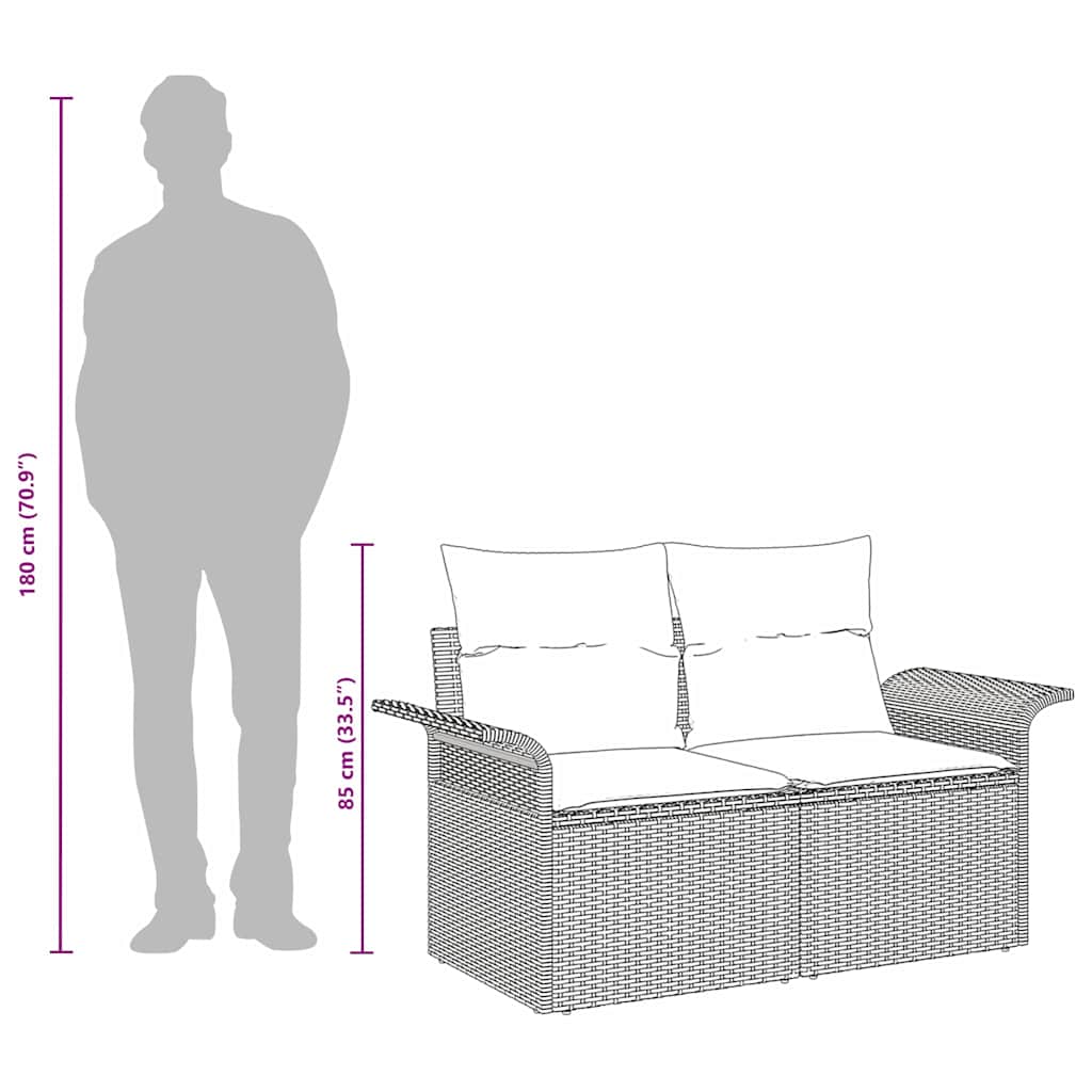 Divano da giardino con cuscino 141 x 62 x 69 cm polyrattan