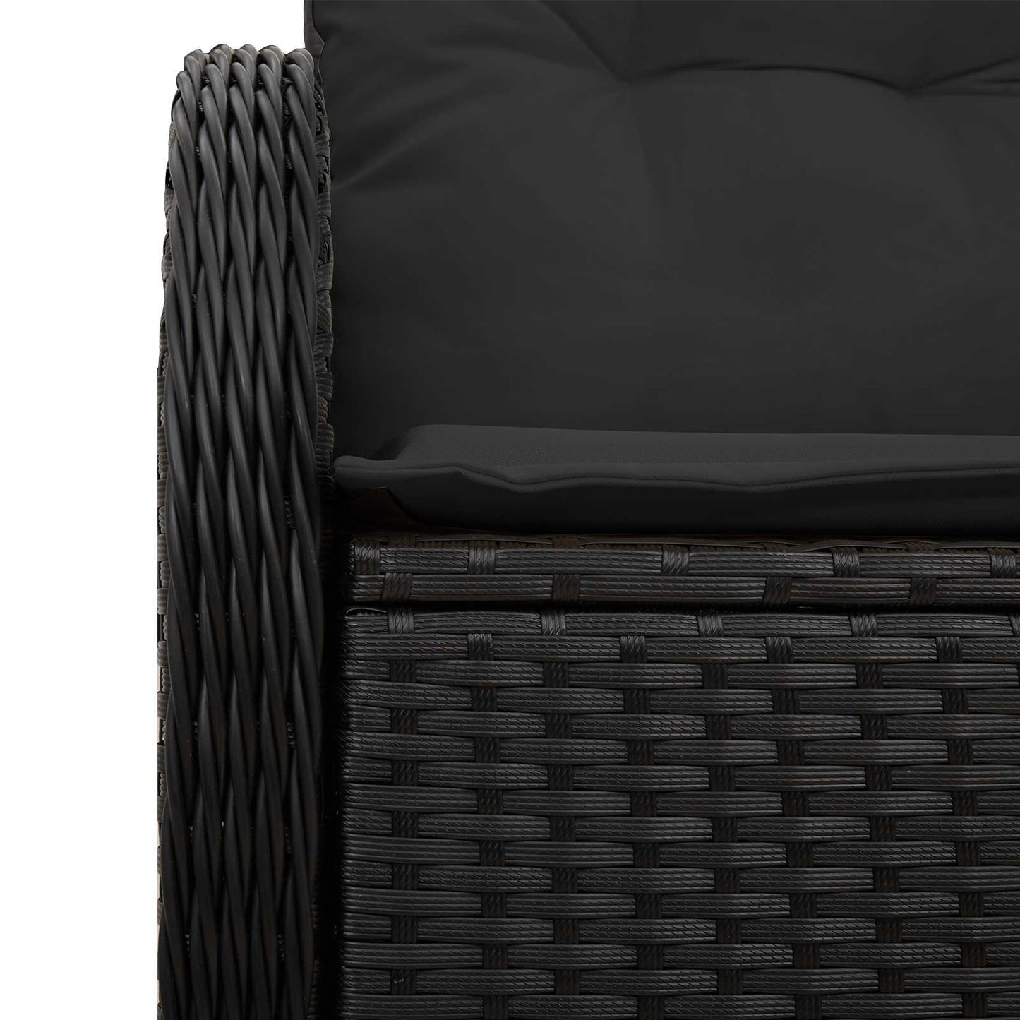 Divano da giardino con cuscino Nero 121 x 62 x 69cm polyrattan