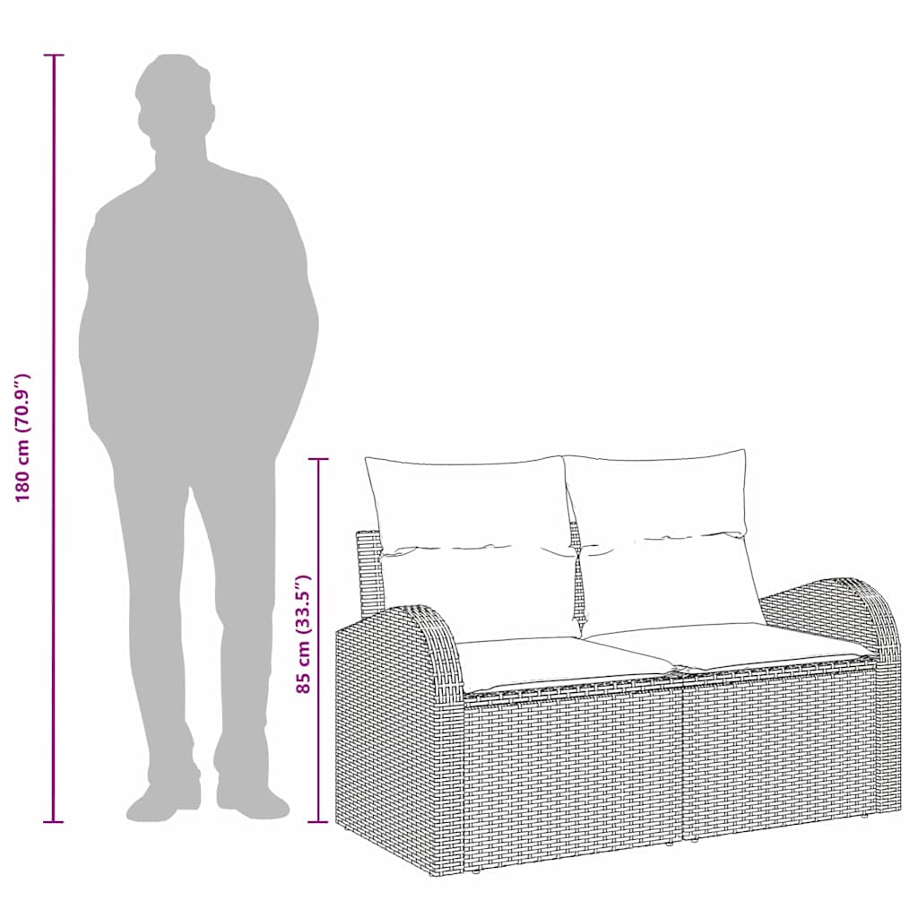 Divano da giardino con cuscino Beige 124 x 62 x 69cm polyrattan | homemem39