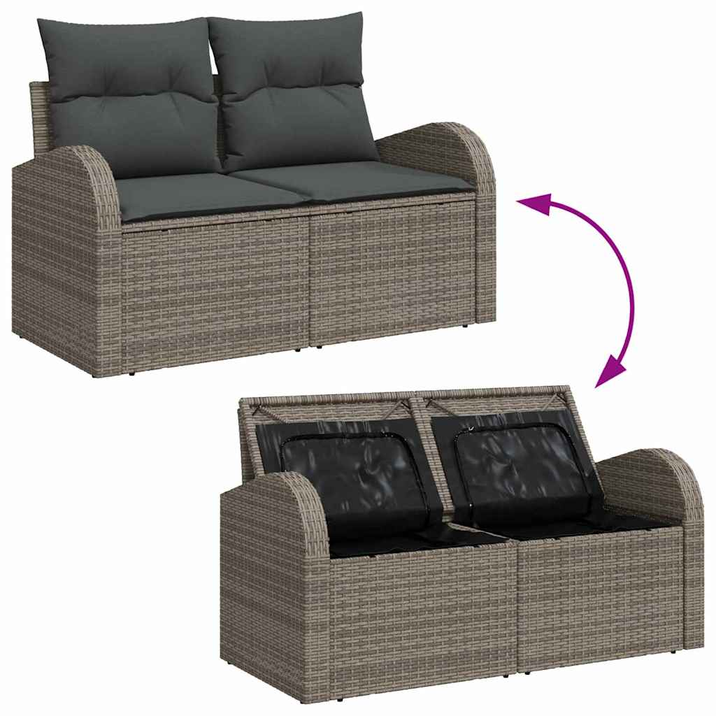 Divano da giardino Grigio 124 x 62 x 69cm polyrattan | homemem39