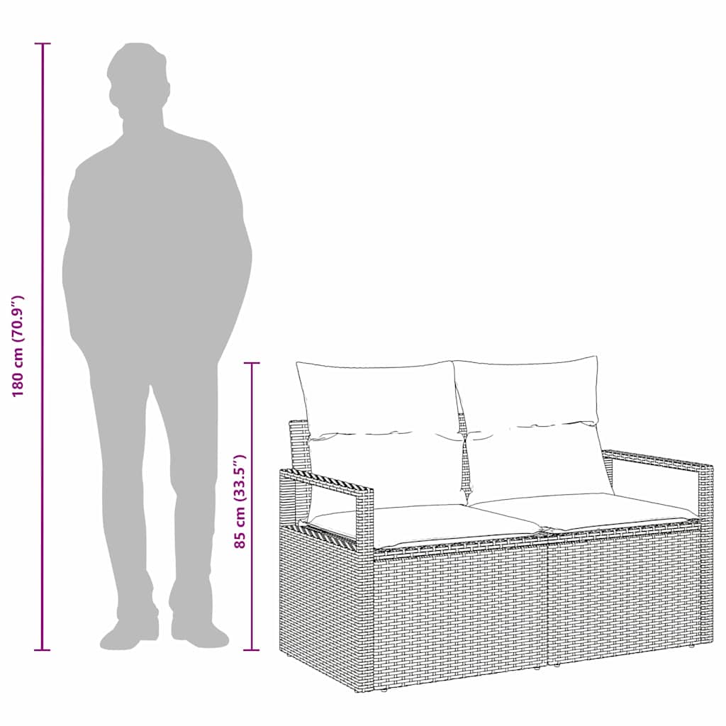 Divano da giardino con cuscino 120 x 62 x 69 cm. polyrattan
