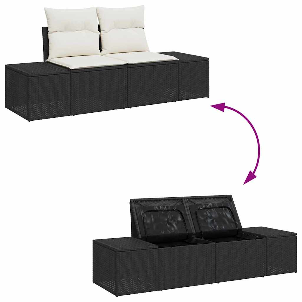 Divano da giardino con cuscino Nero 184 x 62 x 69 cm polyrattan | homemem39