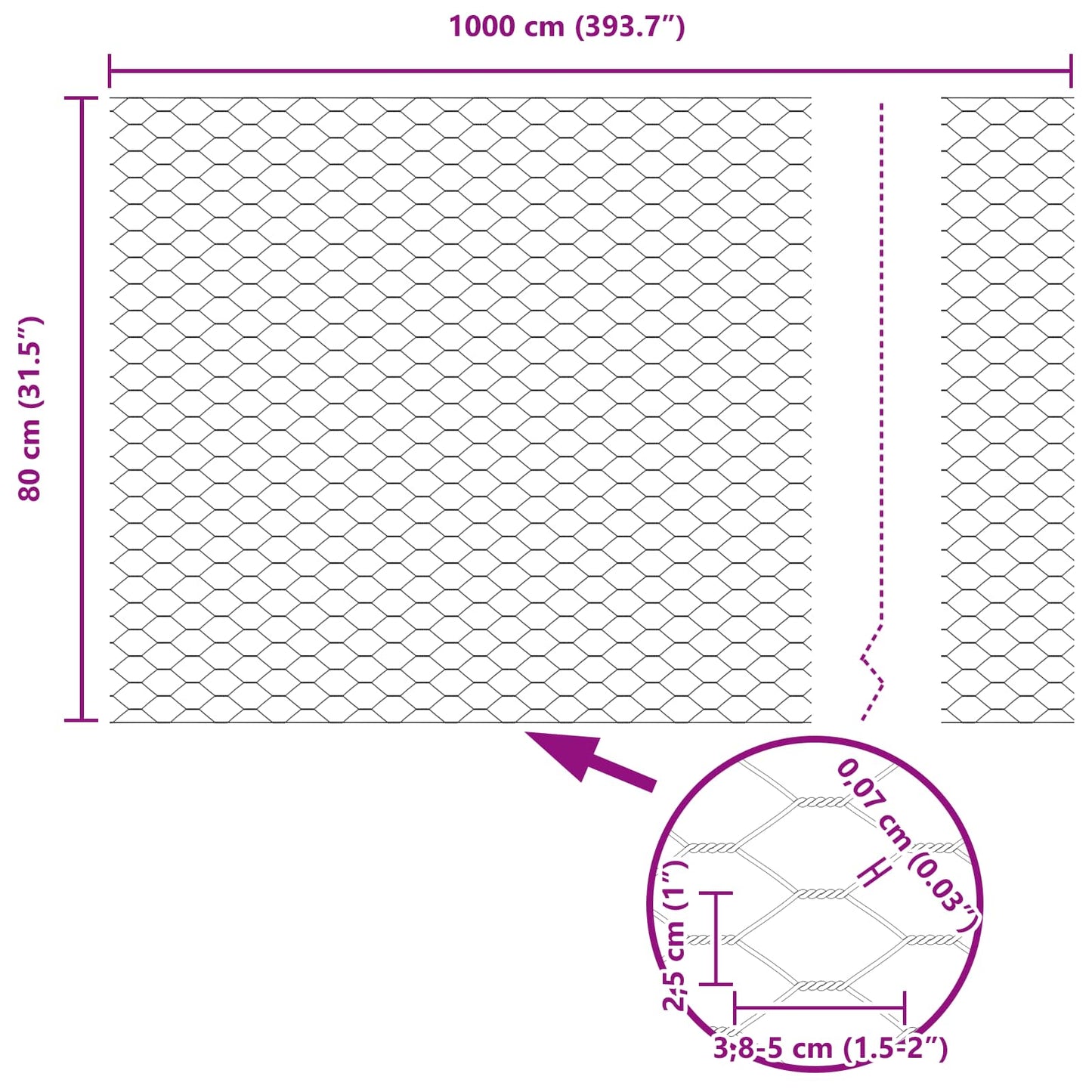 Recinzione Esagonale Verde 0,8 x 10 m PVC