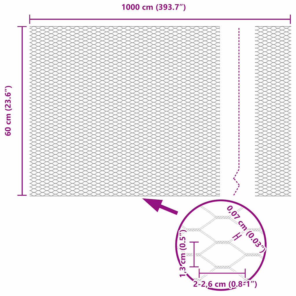 Recinzione Esagonale Grigio 0,6 x 10 m PVC | homemem39