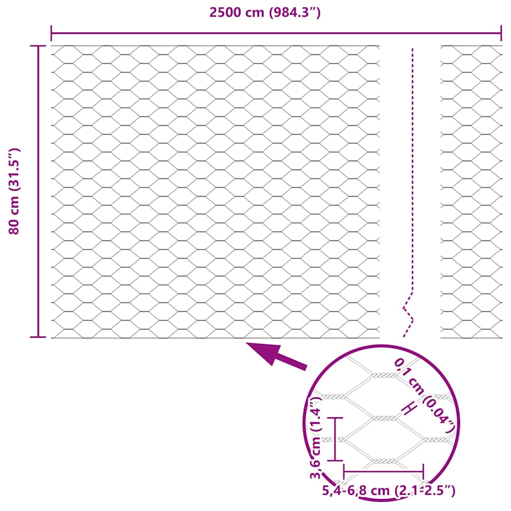 Recinzione Esagonale Grigio 0,8 x 25 m PVC