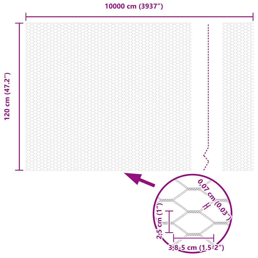 Recinzione Esagonale Grigio 1,2 x 100 m PVC