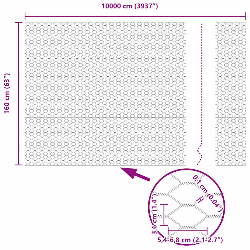 Recinzione Esagonale Grigio 1,6 x 100 m PVC