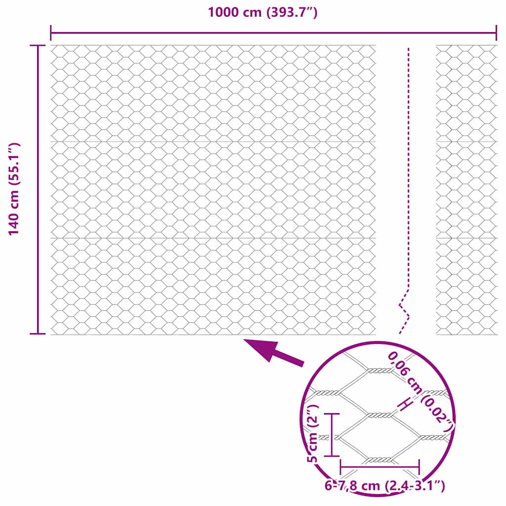 Recinzione Esagonale Argento 1,4 x 10 m Acciaio zincato | homemem39