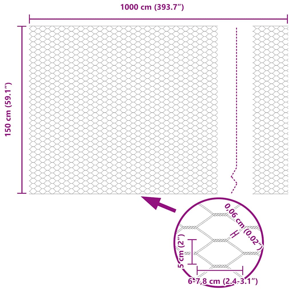 Recinzione Esagonale Argento 1,5 x 10 m Acciaio zincato | homemem39