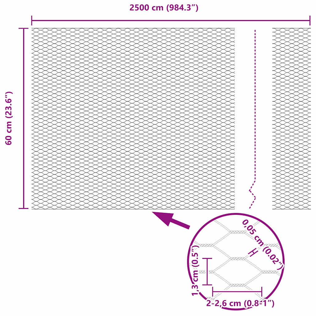 Recinzione Esagonale Argento 0,6 x 25 m Acciaio zincato