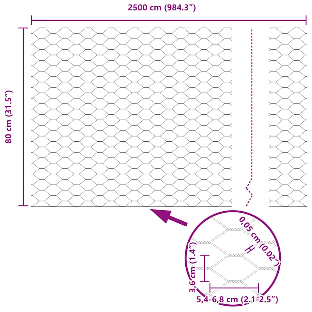 Recinzione Esagonale Argento 0,8 x 25 m Acciaio zincato | homemem39