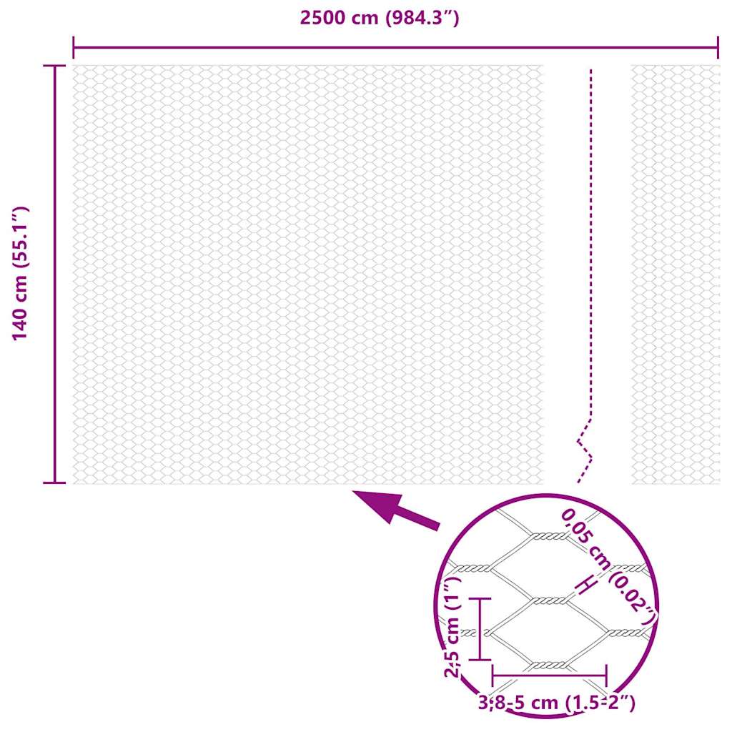 Recinzione Esagonale Argento 1,4 x 25 m Acciaio zincato | homemem39