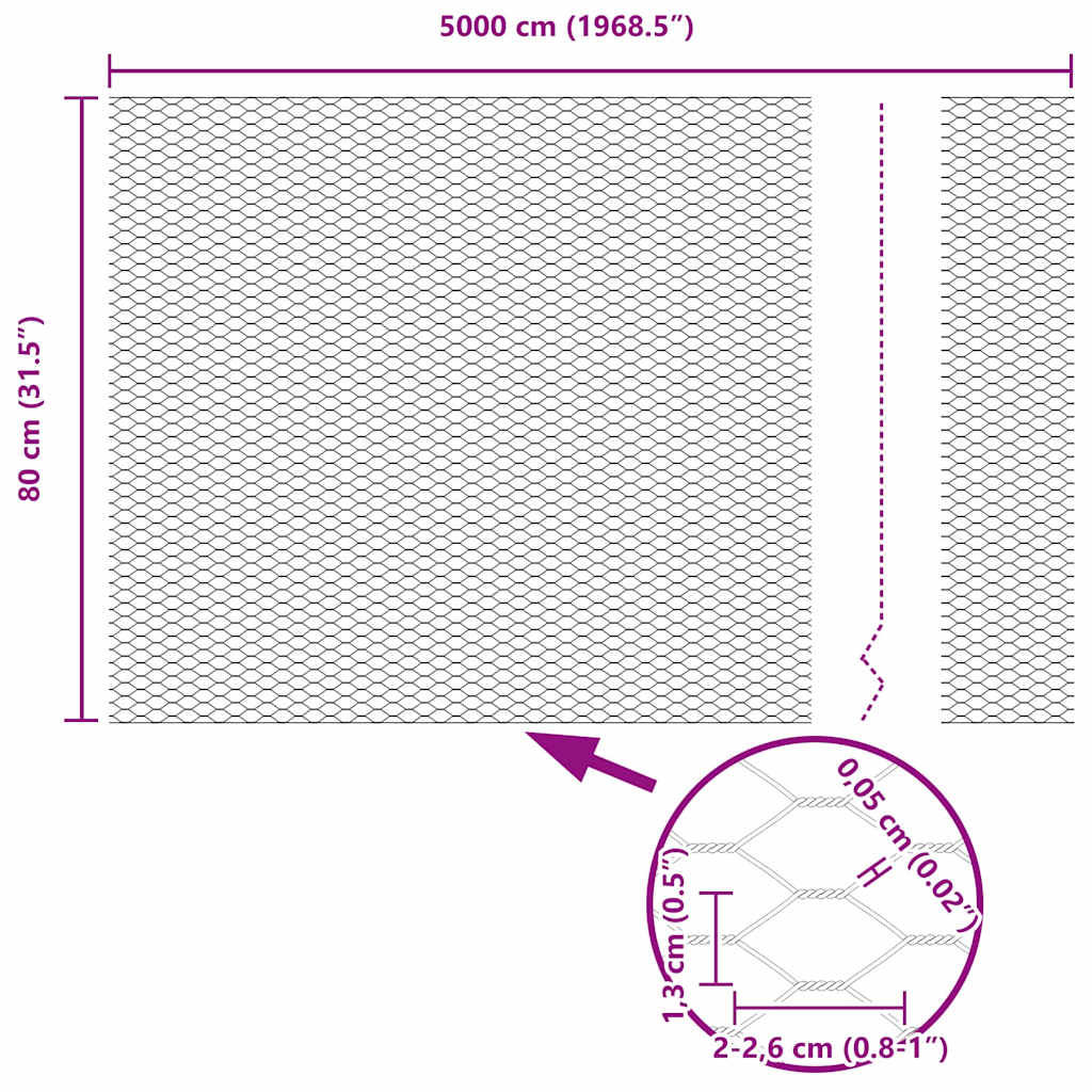 Recinzione Esagonale Argento 0,8 x 50 m Acciaio zincato