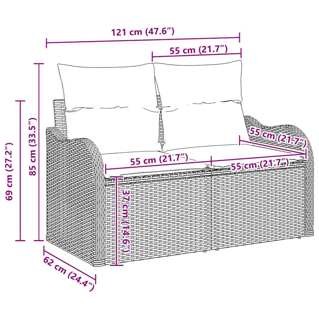 Set Divano da Giardino 8 pcs Beige 55 x 55 x 37 cm Poly Rattan - homemem39