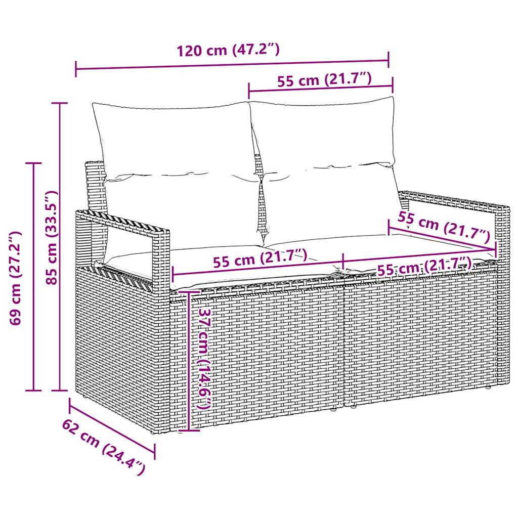 Set di divani 8 pz 7-Numero di posti Beige e grigio polyrattan | homemem39