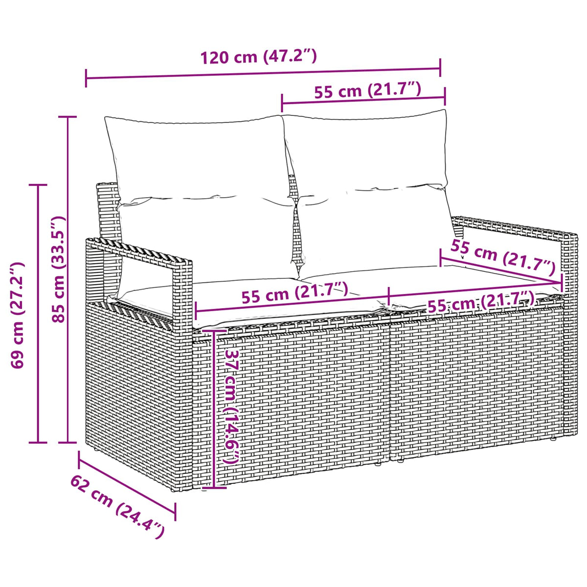 Set di divani 7 pcs Grigio chiaro polyrattan | homemem39