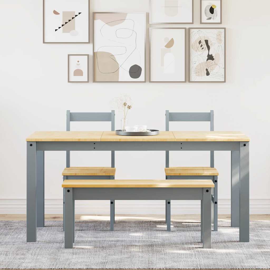 Set da Pranzo 4 pz PANAMA Grigio in Legno Massello di Pino - homemem39