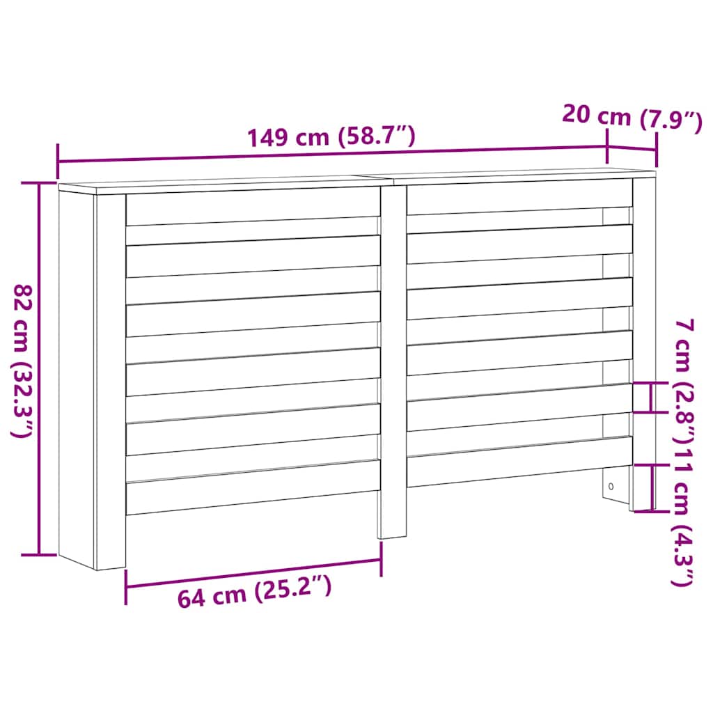 Copertura per radiatori Rovere Nero 149 x 20 x 82 cm