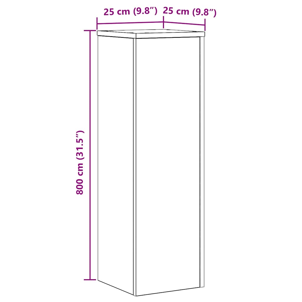 Supporto per piante 2 pcs Rovere Nero 25 x 25 x 80 cm | homemem39