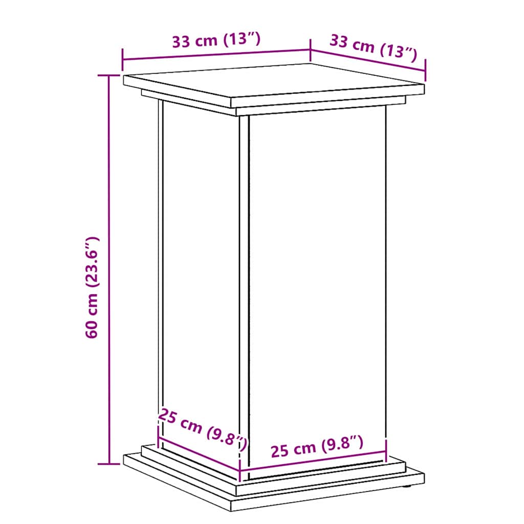 Supporto per piante Rovere Nero 33 x 33 x 60 cm