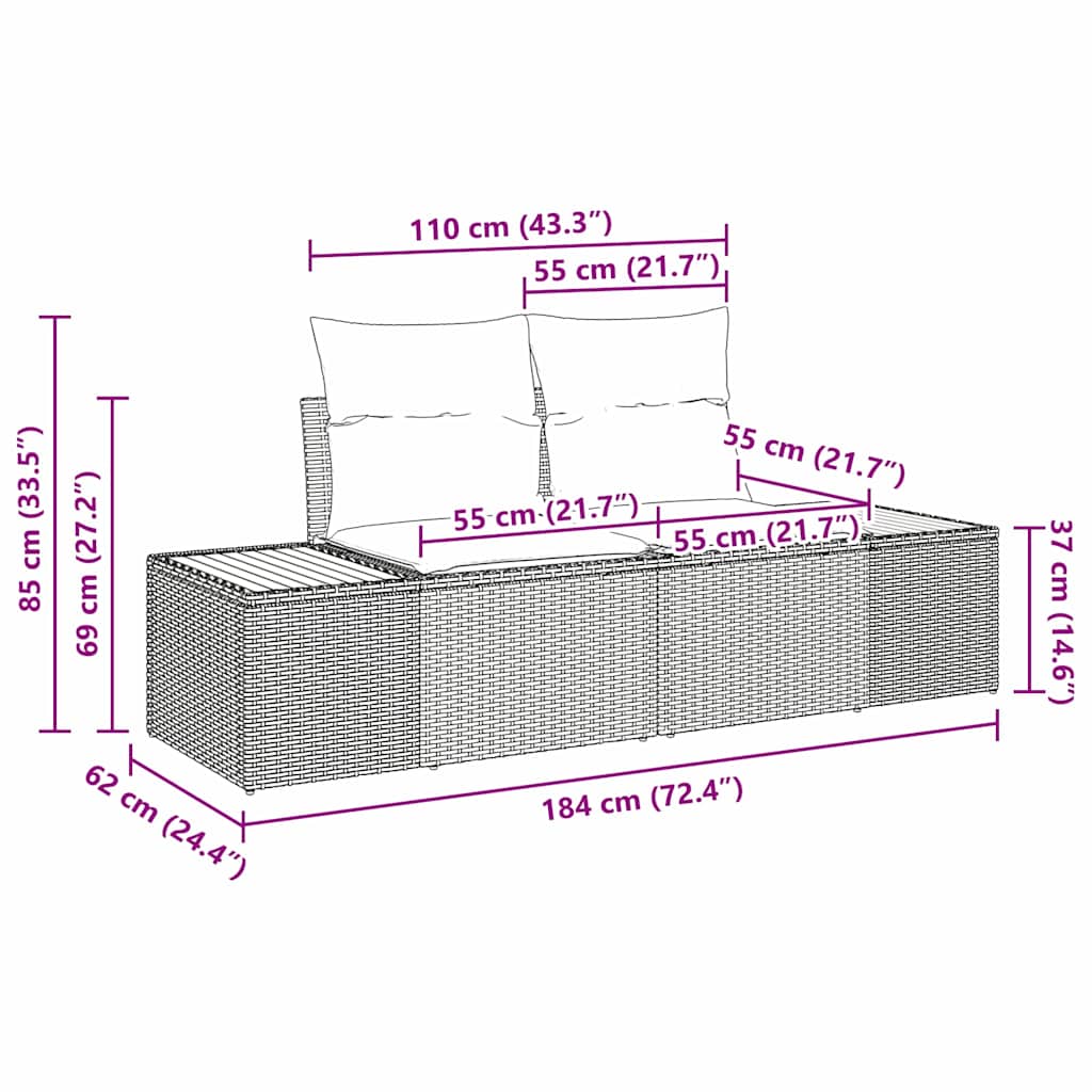 Set Divano da Giardino con cuscino 8 pcs Grigio Poly Rattan