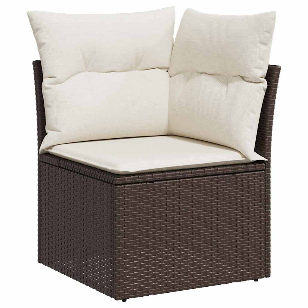 Set Divano da Giardino 9 pz Marrone e Crema polyrattan | homemem39