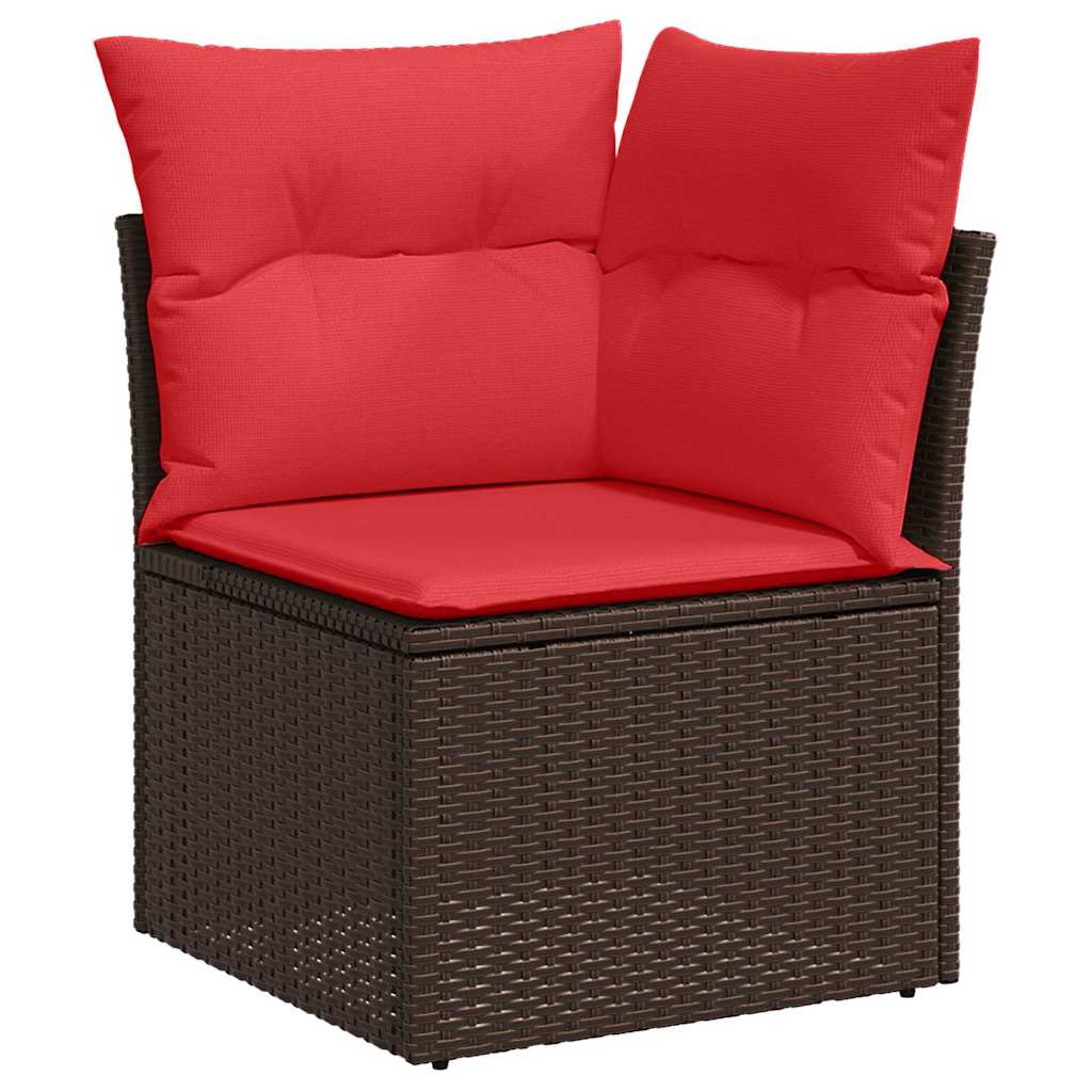 Set Divano da Giardino 9 pz 8-Numero di posti Marrone e Rosso | homemem39