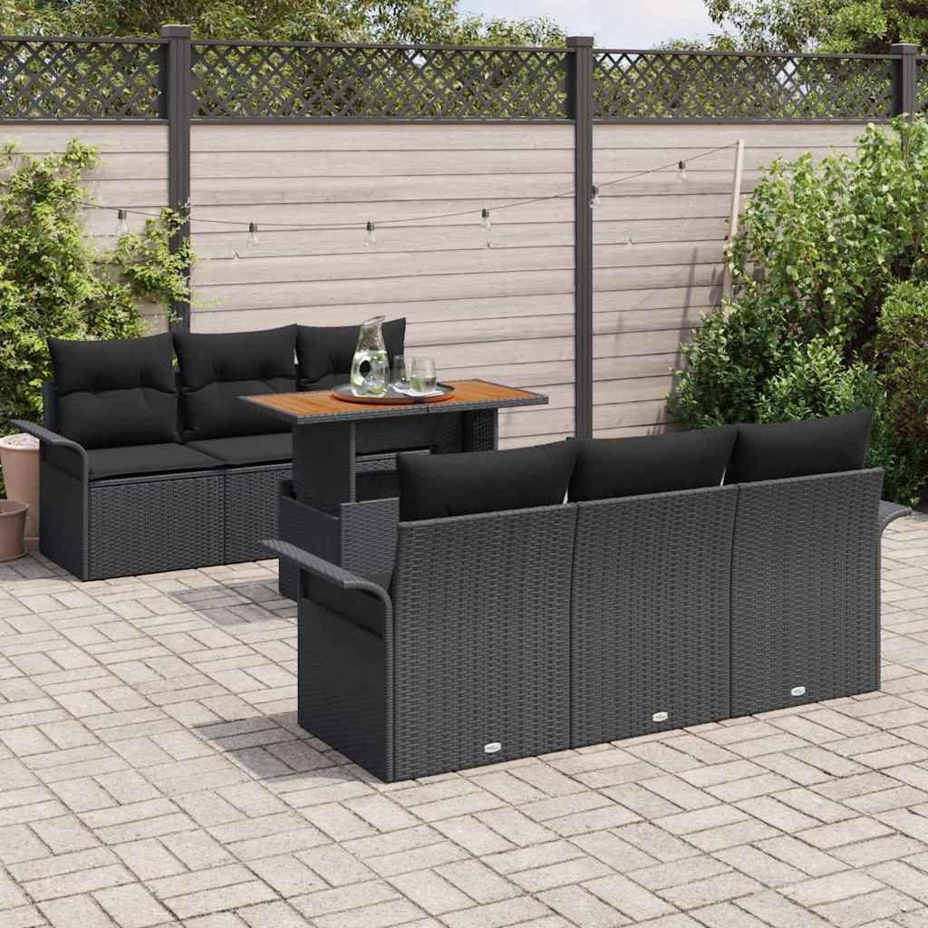 Set Divano da Giardino 7 pz Nero - homemem39