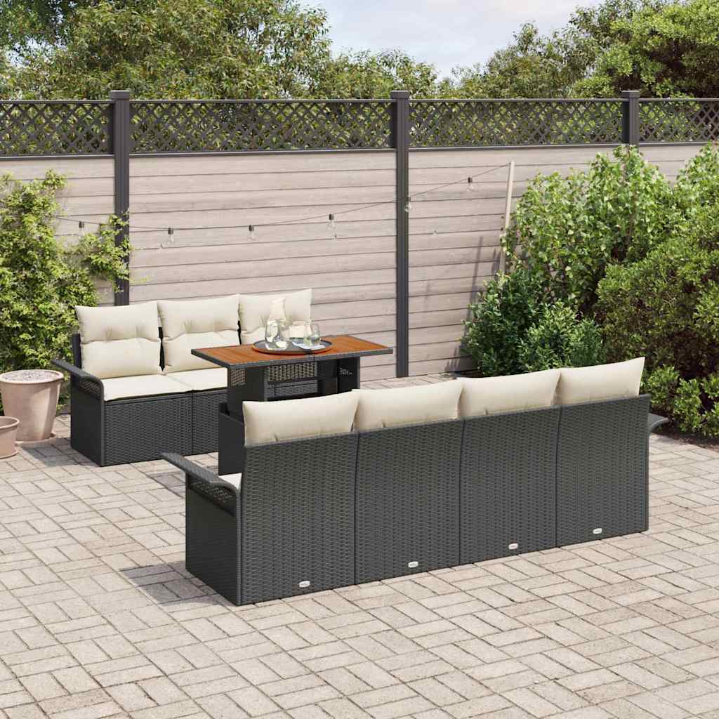 Set Divano da Giardino 8 pz Nero e crema - homemem39