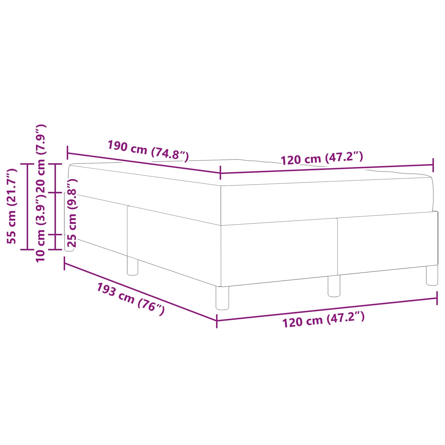Struttura del letto Grigio chiaro 120 x 190 cm Tessuto | homemem39
