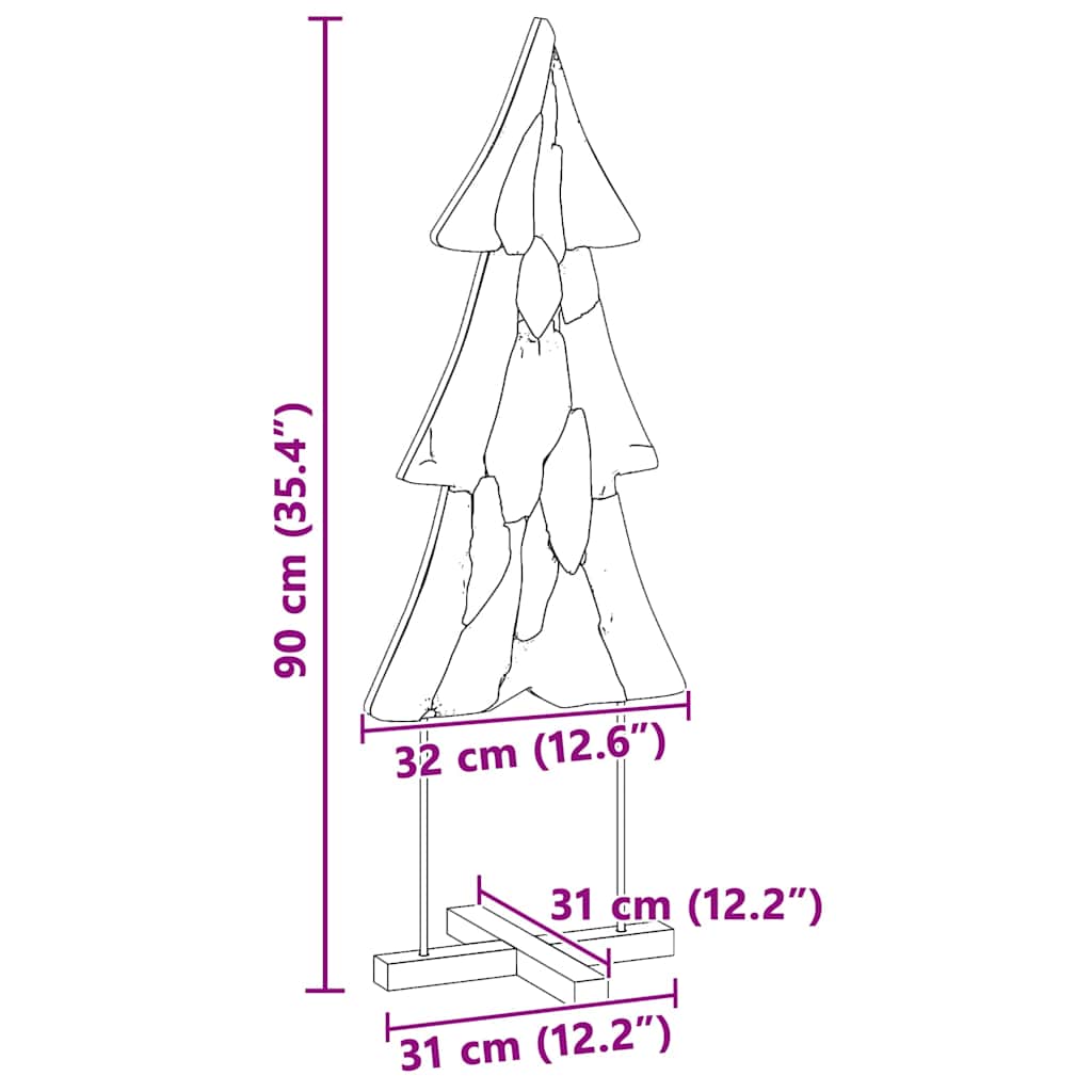 Albero di Natale Marrone 90 cm Legno massello di teak | homemem39
