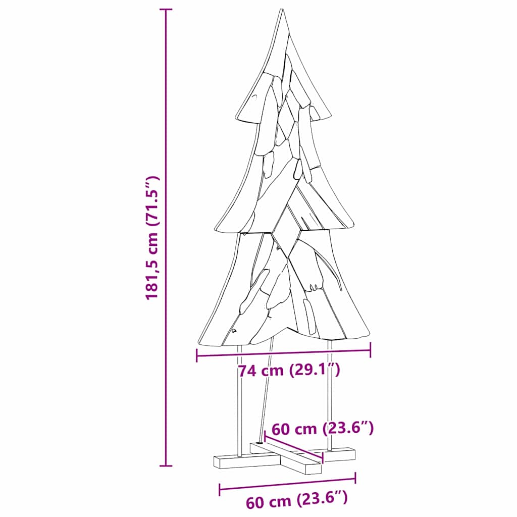 Albero di Natale Marrone 181,5 cm Legno massello di teak