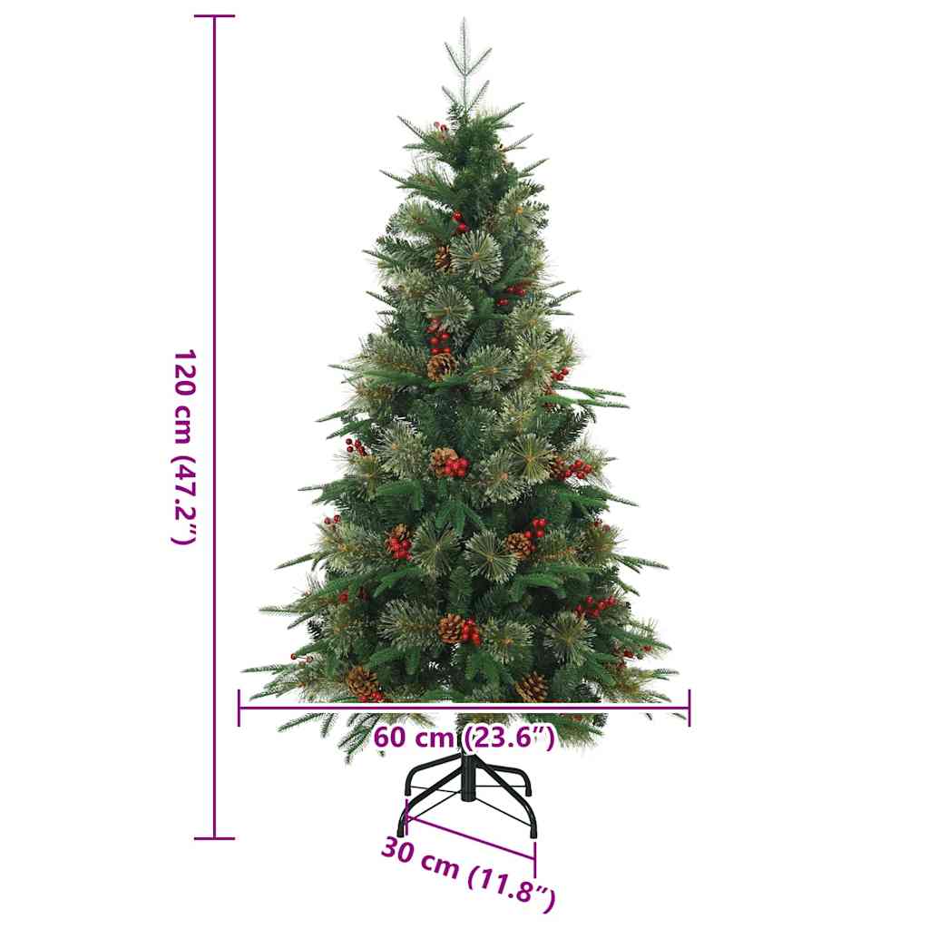 Albero di Natale Artificiale con Rami Pieghevoli Verde 120 cm