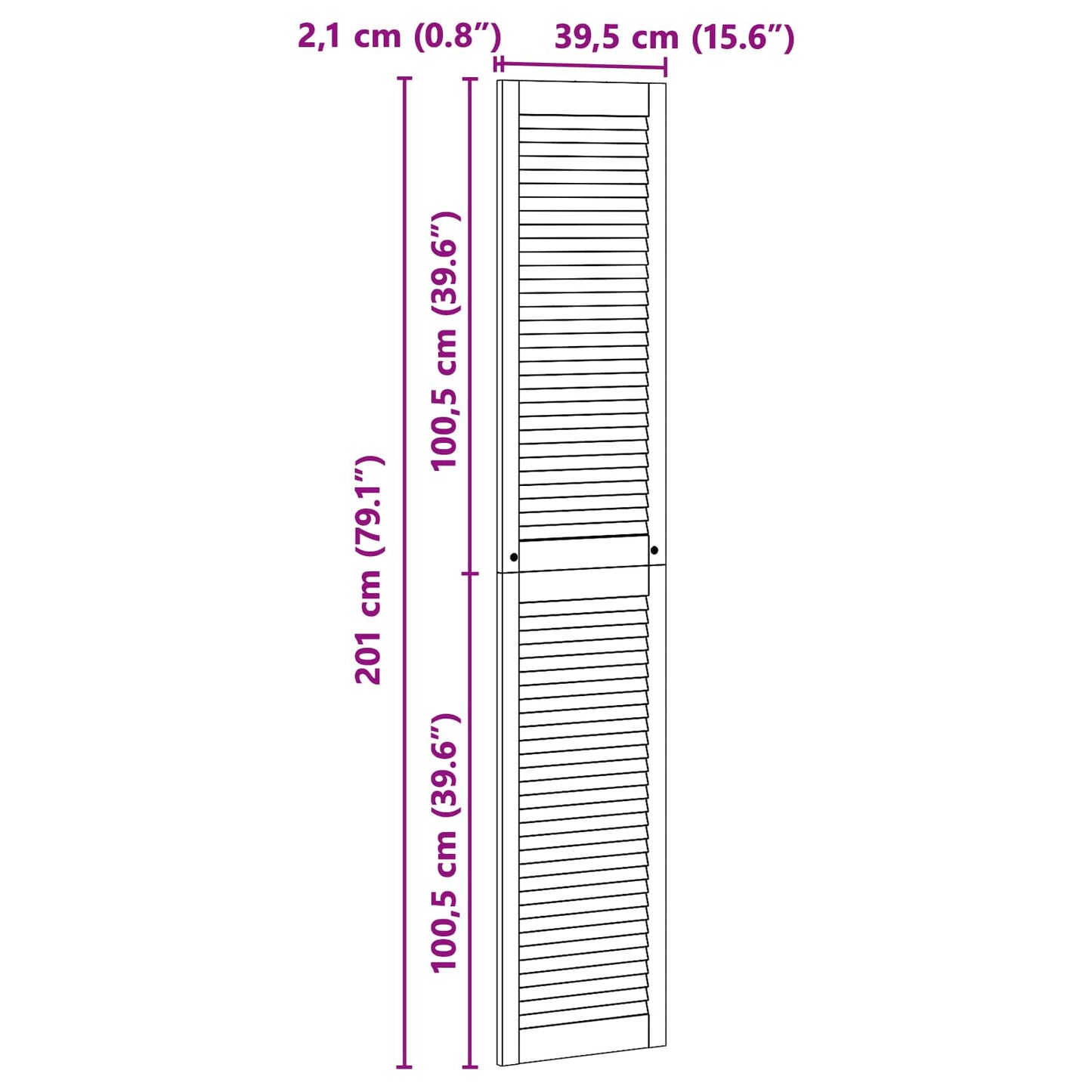 Porta per Armadio con porta 2 pcs Naturale 201 x 2,1 x 39,5 cm