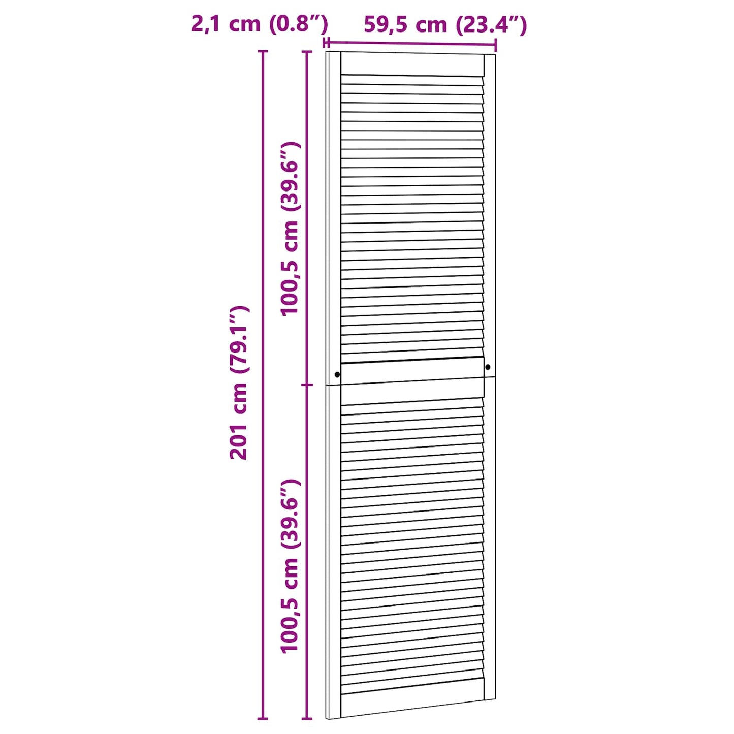Porta per Armadio con porta 2 pcs Naturale 201 x 2,1 x 59,5 cm