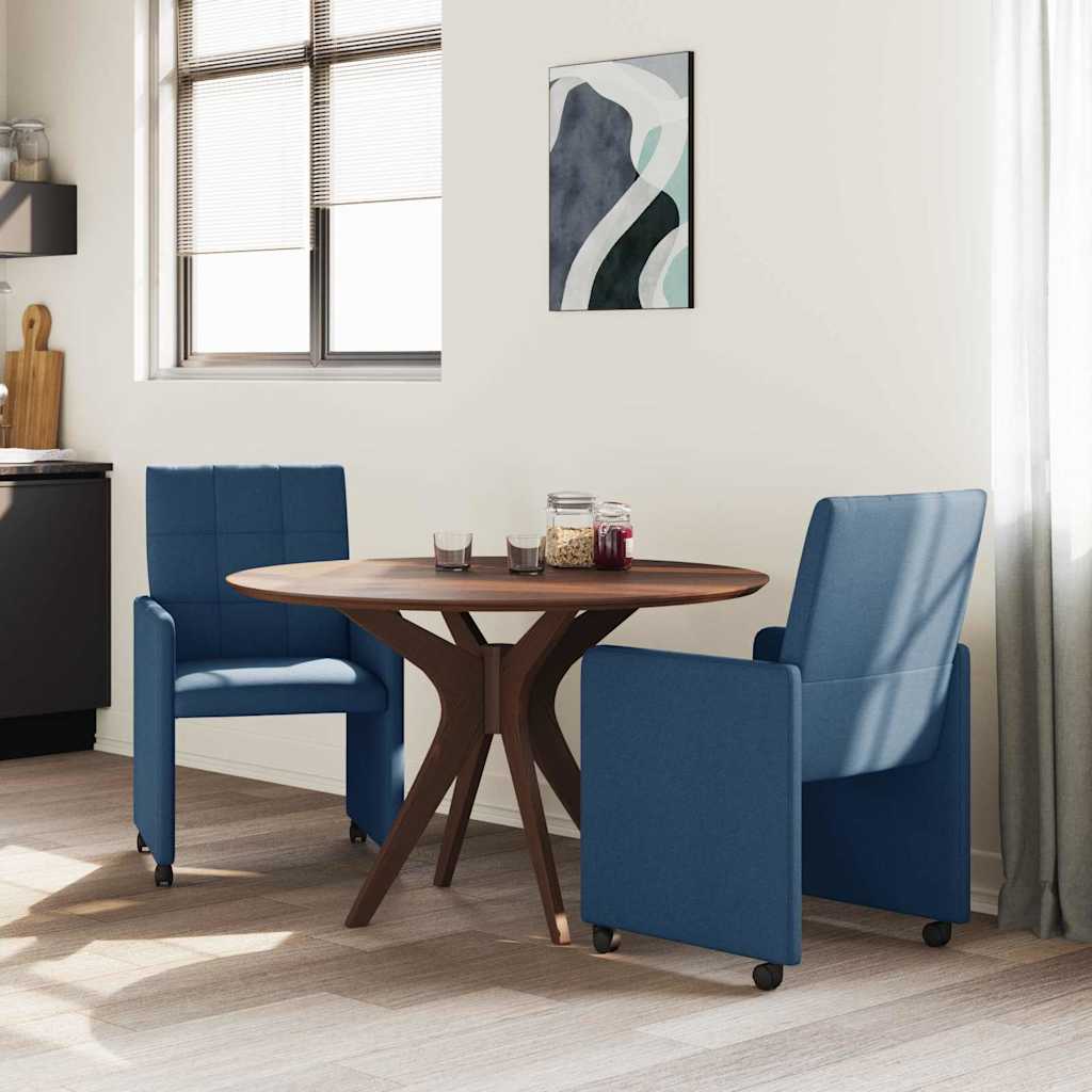 Sedie da Pranzo con Ruote 2 pz Tessuto Blu 58 x 65 x 94 cm - homemem39