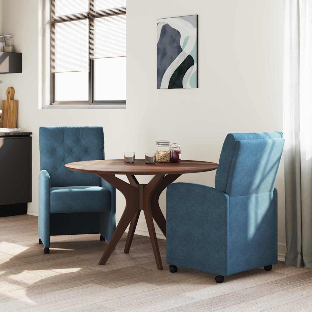 Sedie da Pranzo con Ruote 2 pz Velluto Blu 58 x 67 x 97 cm - homemem39
