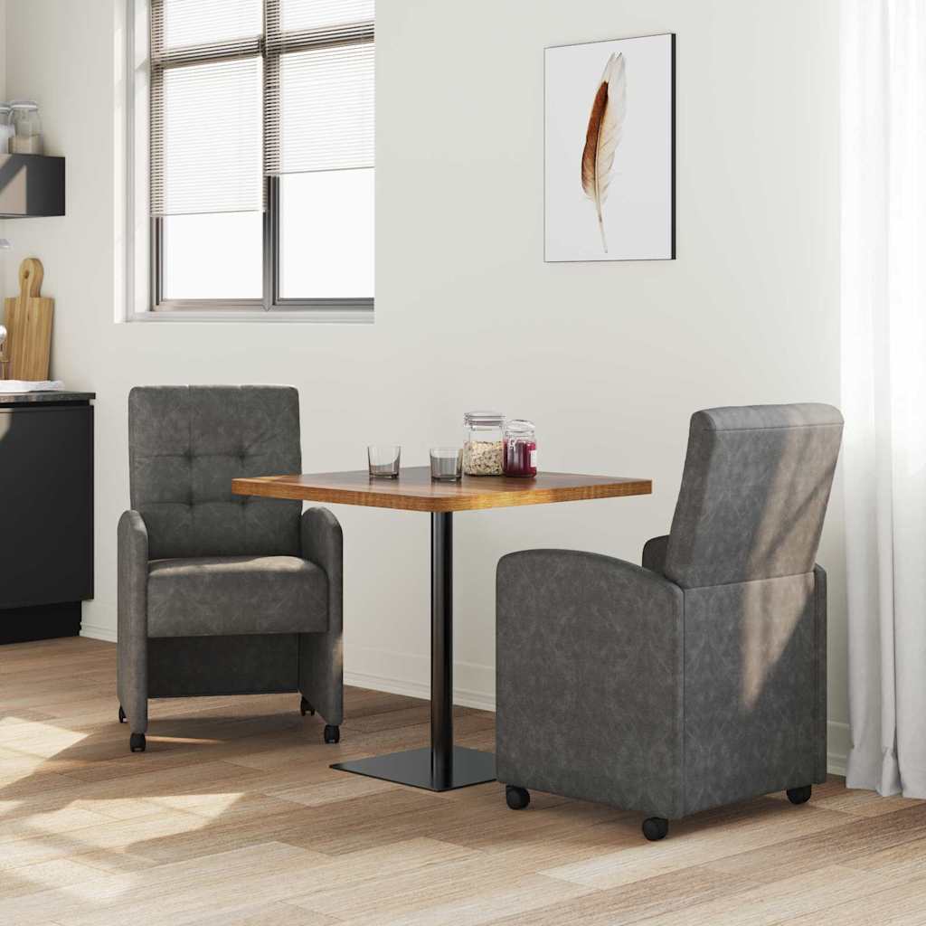 Sedie da Pranzo con Ruote 2 pz Pelle sintetica Nero - homemem39