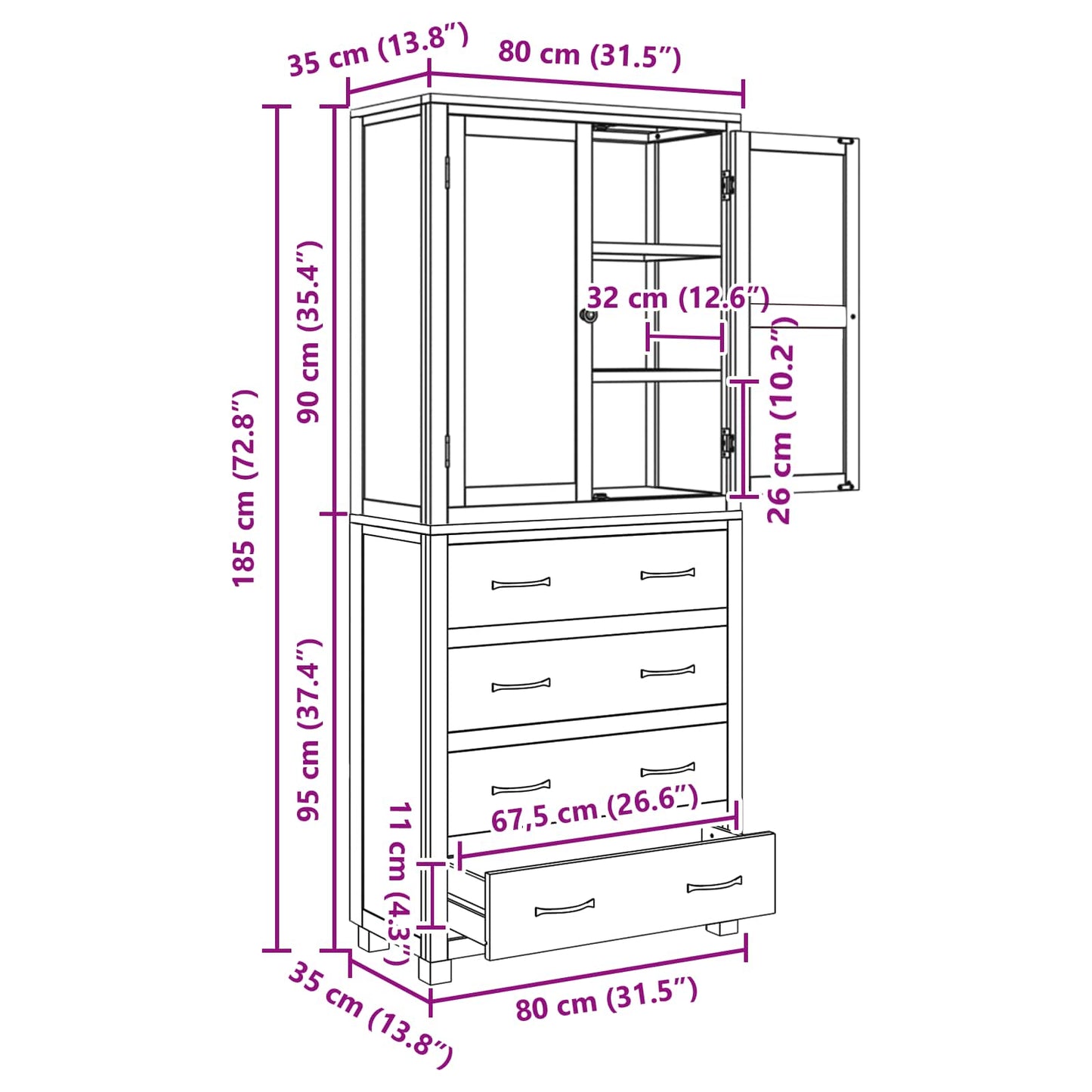 Set di Mobili per Magazzino 2 pz Naturale 80 x 35 x 185 cm