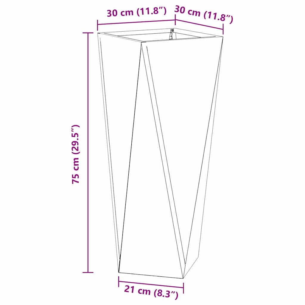 Fioriera Argento 30 x 30 x 75 cm Acciaio inossidabile