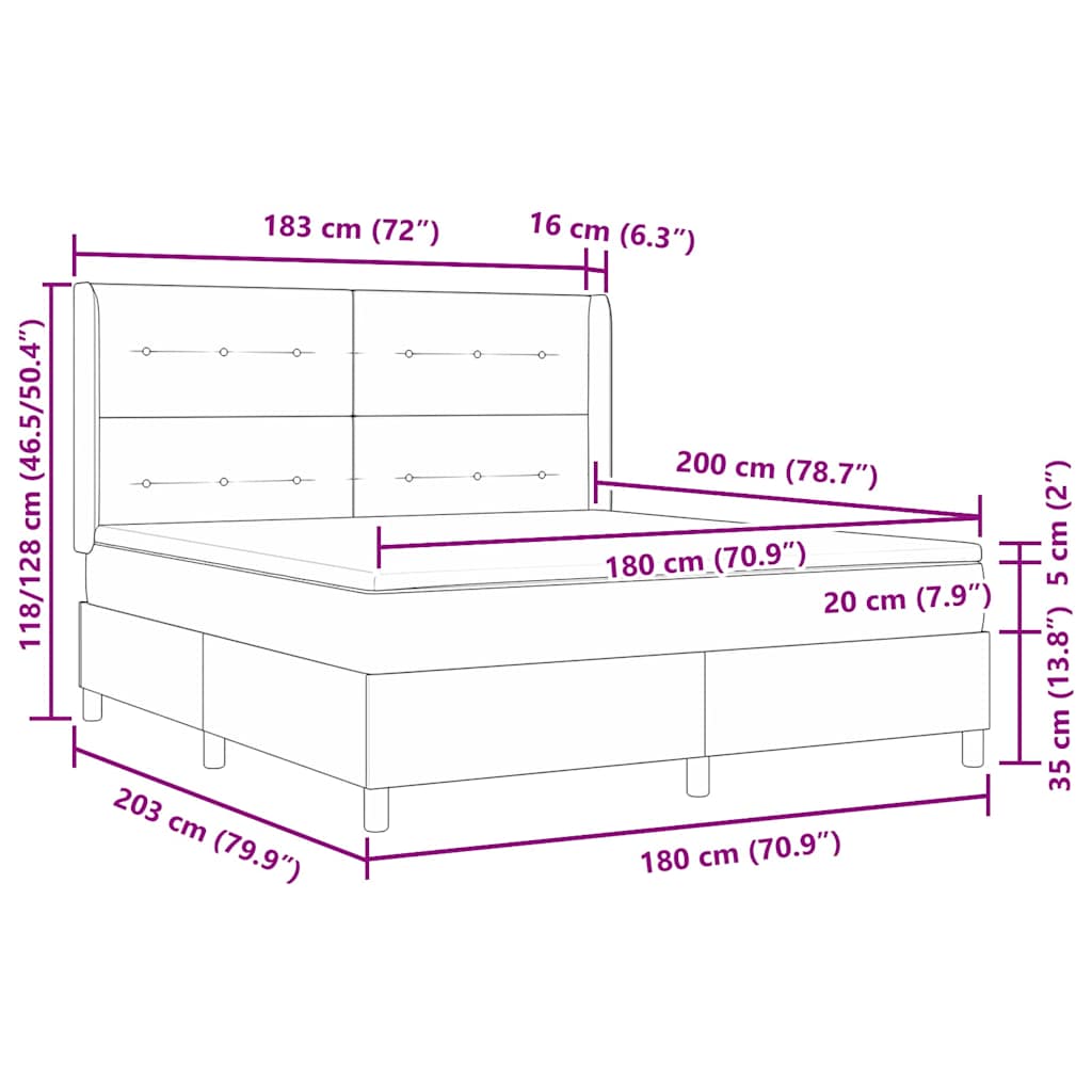 Letto a molle con testiera Crema 180 x 200 cm Tessuto | homemem39